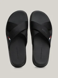 Sandały I Japonki*Tommy Hilfiger Klapki Plażowe Z Paskami Na Krzyż BLACK