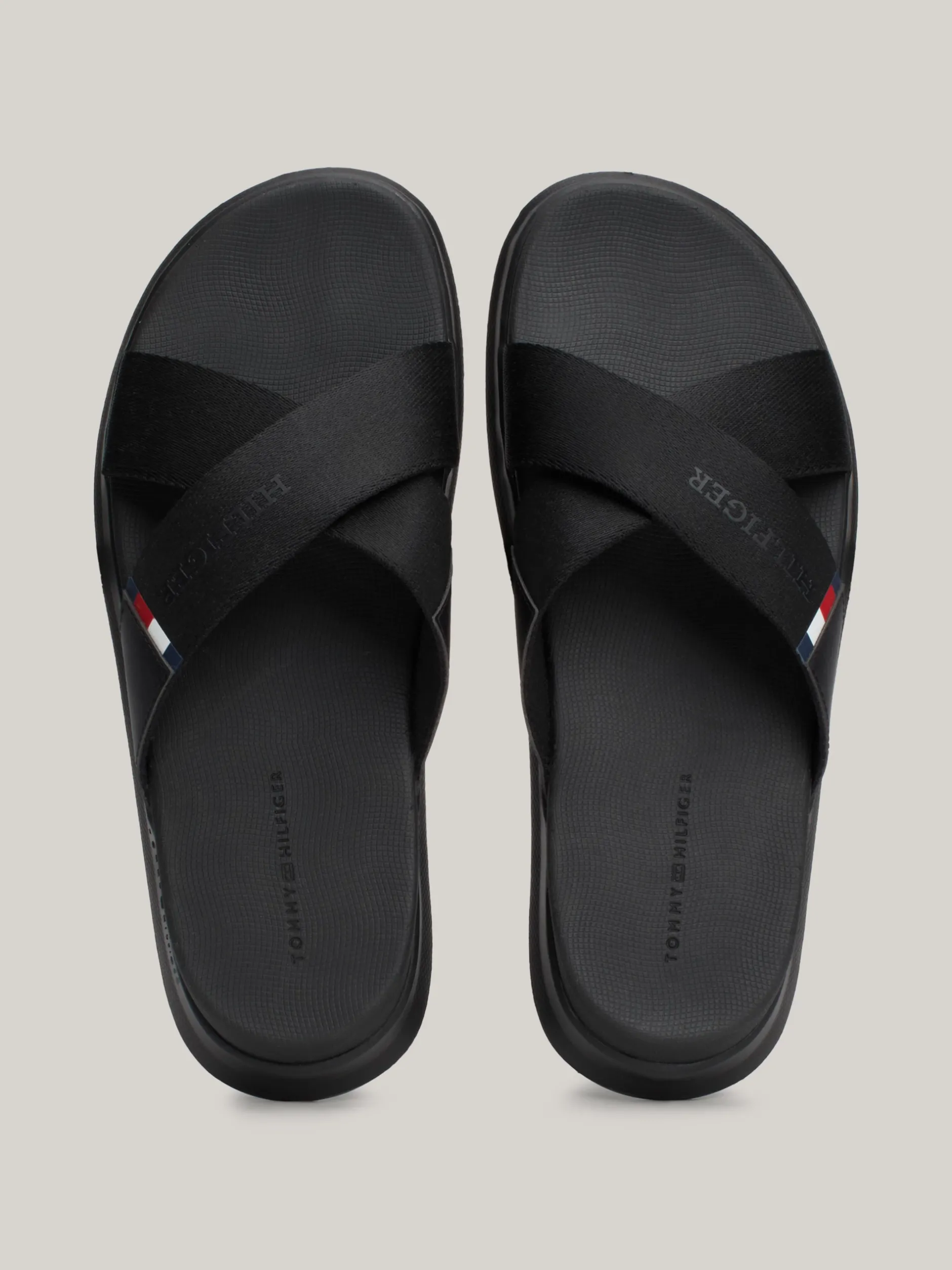 Sandały I Japonki*Tommy Hilfiger Klapki Plażowe Z Paskami Na Krzyż BLACK