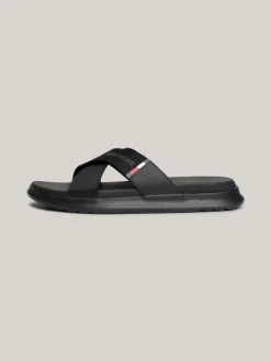 Sandały I Japonki*Tommy Hilfiger Klapki Plażowe Z Paskami Na Krzyż BLACK