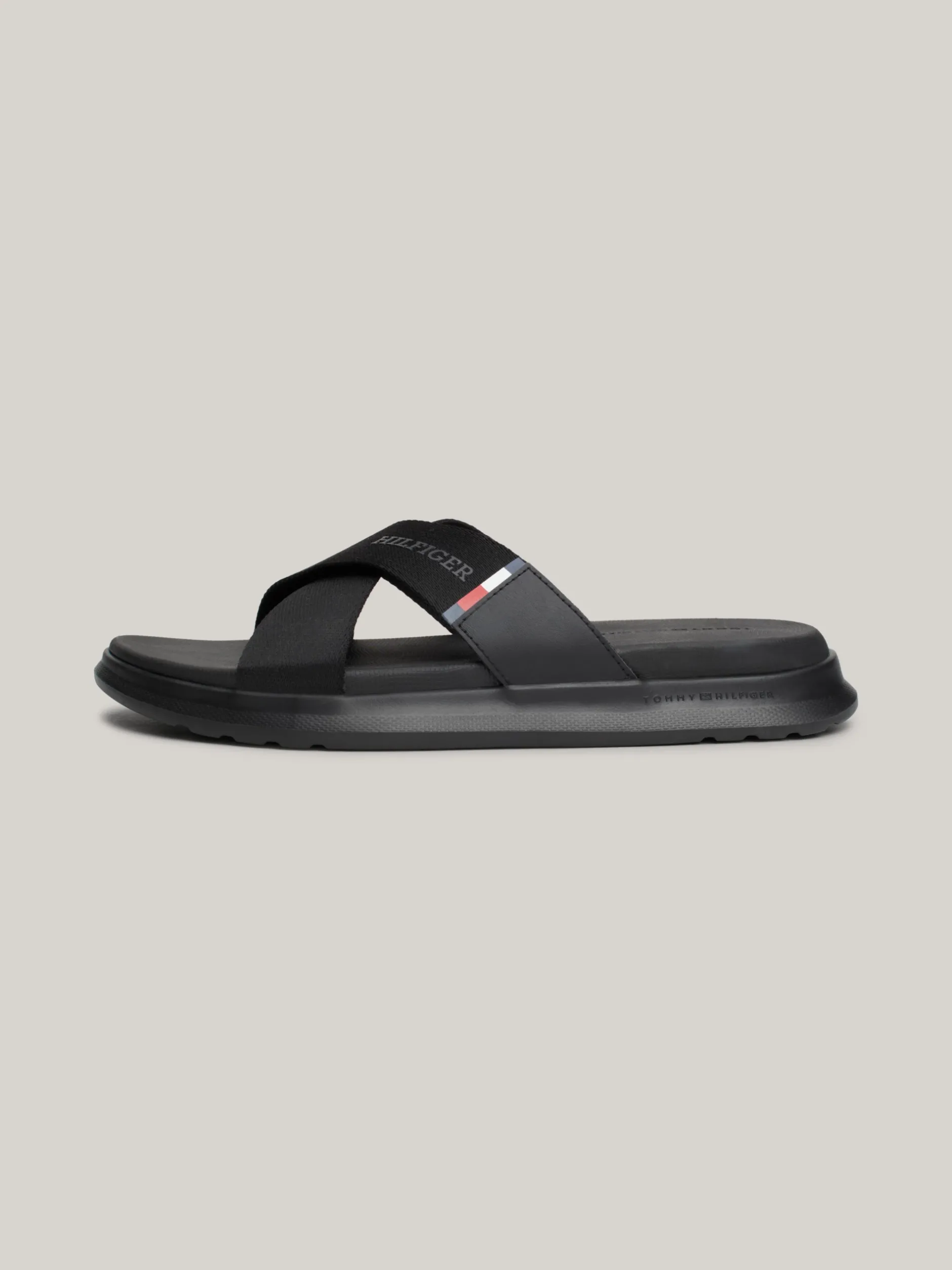 Sandały I Japonki*Tommy Hilfiger Klapki Plażowe Z Paskami Na Krzyż BLACK