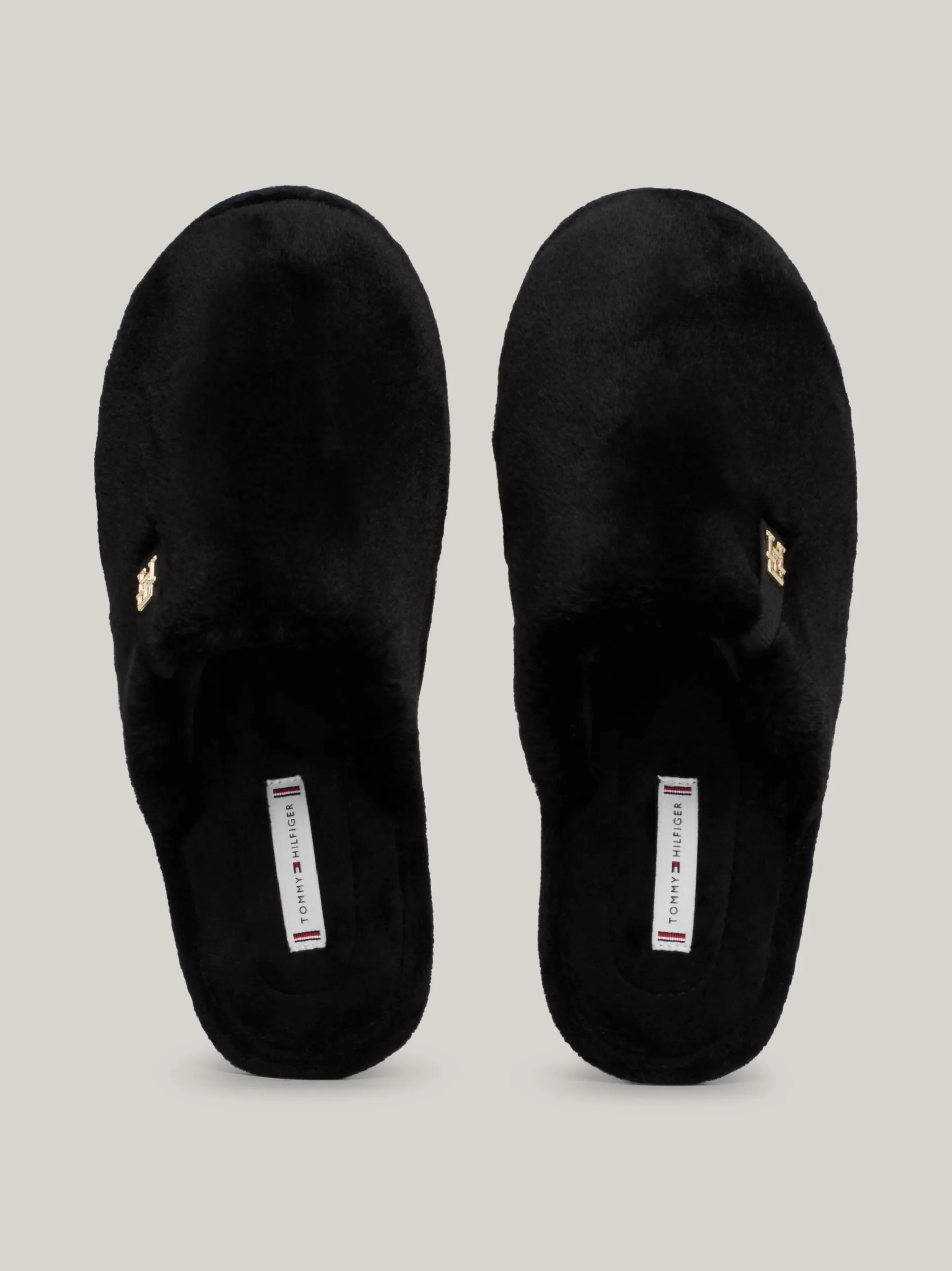 Płaskie Buty*Tommy Hilfiger Klapki Z Dzianiny Z Plakietką Z Monogramem TH BLACK