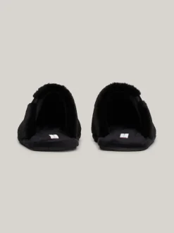 Płaskie Buty*Tommy Hilfiger Klapki Z Dzianiny Z Plakietką Z Monogramem TH BLACK