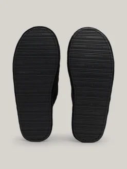Płaskie Buty*Tommy Hilfiger Klapki Z Dzianiny Z Plakietką Z Monogramem TH BLACK