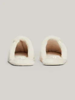 Płaskie Buty*Tommy Hilfiger Klapki Z Dzianiny Z Plakietką Z Monogramem TH ANCIENT WHITE