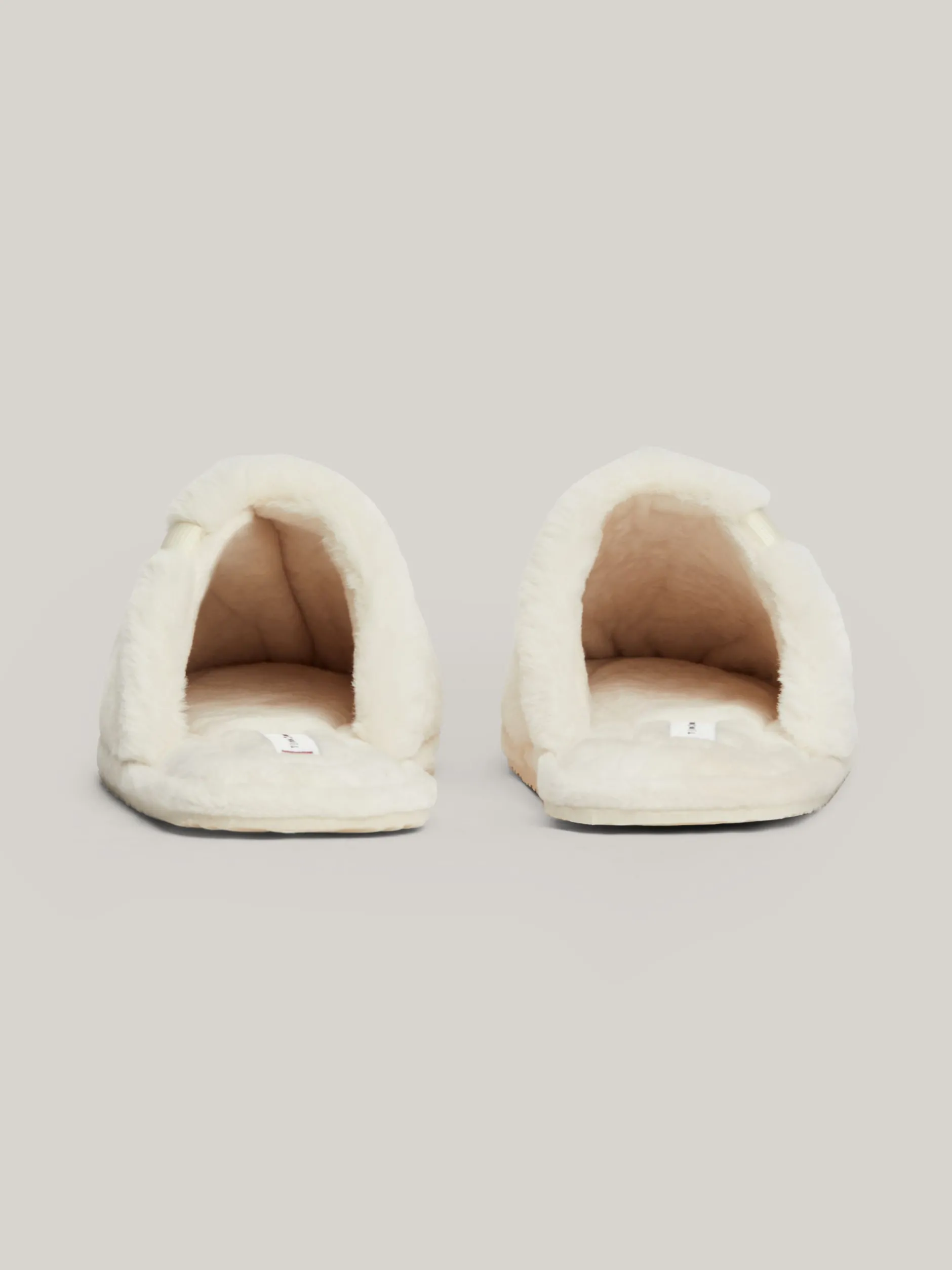 Płaskie Buty*Tommy Hilfiger Klapki Z Dzianiny Z Plakietką Z Monogramem TH ANCIENT WHITE