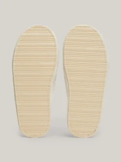 Płaskie Buty*Tommy Hilfiger Klapki Z Dzianiny Z Plakietką Z Monogramem TH ANCIENT WHITE