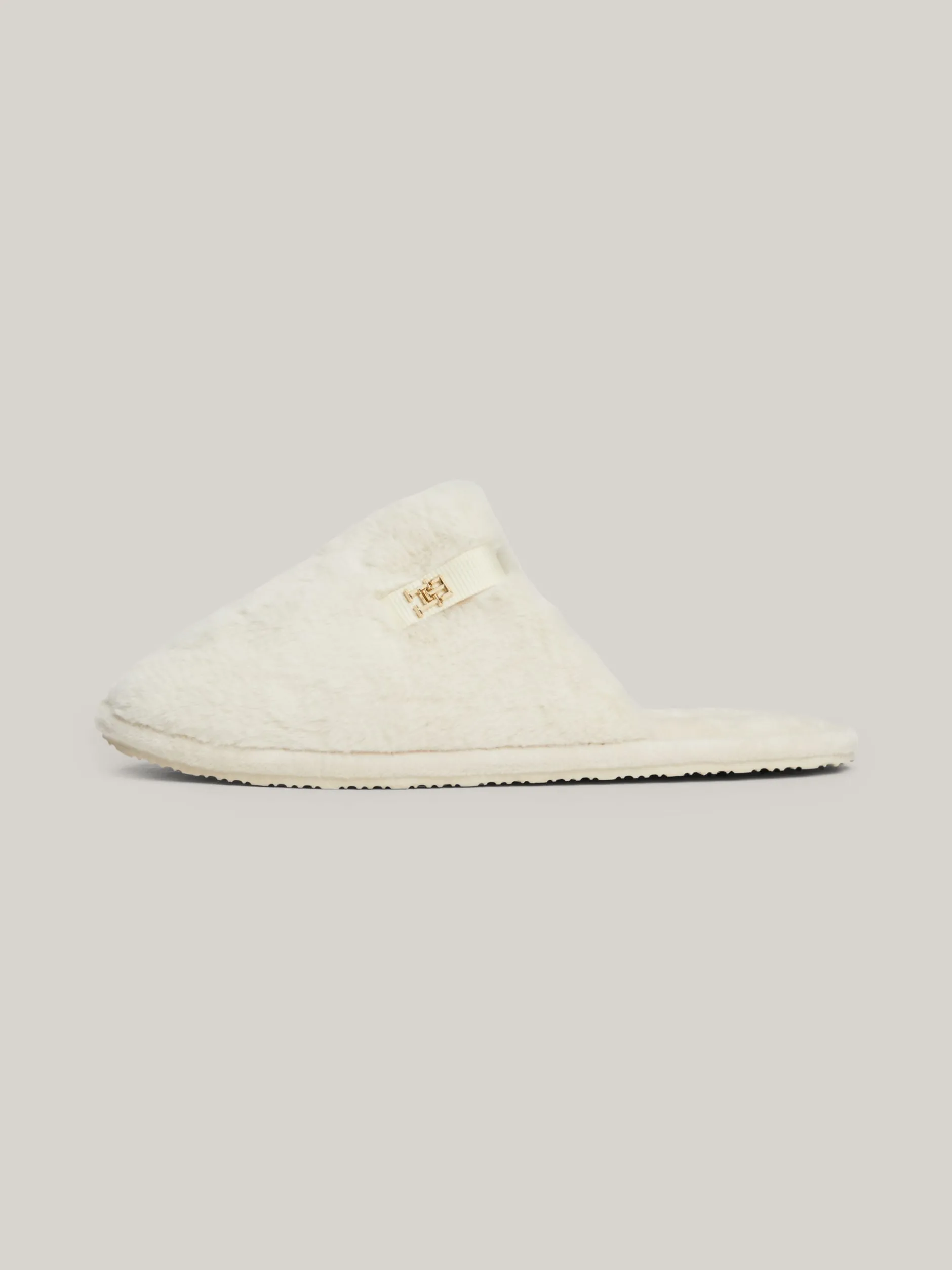 Płaskie Buty*Tommy Hilfiger Klapki Z Dzianiny Z Plakietką Z Monogramem TH ANCIENT WHITE