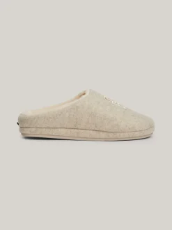 Płaskie Buty*Tommy Hilfiger Klapki Z Haftowanym Monogramem TH BEIGE HEATHER