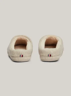 Płaskie Buty*Tommy Hilfiger Klapki Z Haftowanym Monogramem TH BEIGE HEATHER