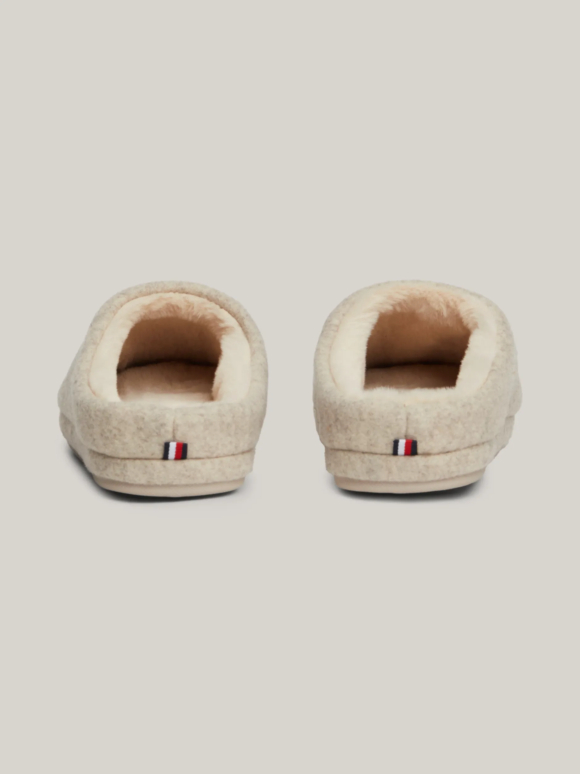 Płaskie Buty*Tommy Hilfiger Klapki Z Haftowanym Monogramem TH BEIGE HEATHER