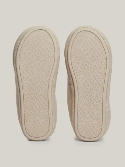 Płaskie Buty*Tommy Hilfiger Klapki Z Haftowanym Monogramem TH BEIGE HEATHER