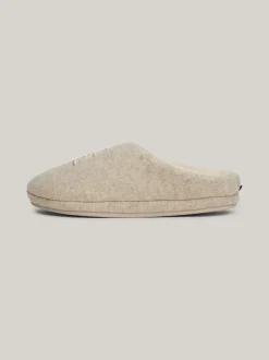 Płaskie Buty*Tommy Hilfiger Klapki Z Haftowanym Monogramem TH BEIGE HEATHER