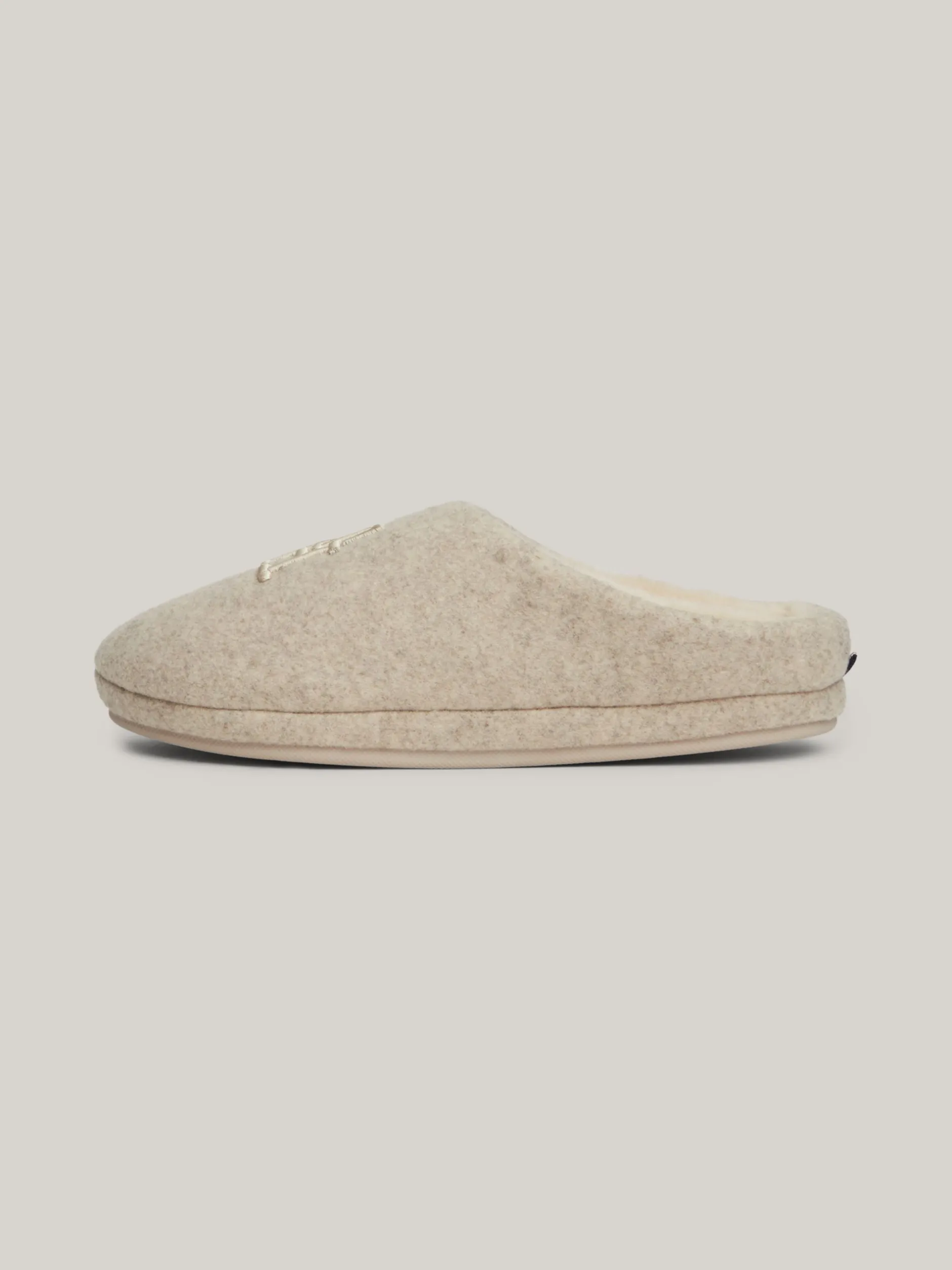 Płaskie Buty*Tommy Hilfiger Klapki Z Haftowanym Monogramem TH BEIGE HEATHER