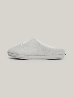 Płaskie Buty*Tommy Hilfiger Klapki Z Haftowanym Monogramem TH LIGHT GREY HEATHER