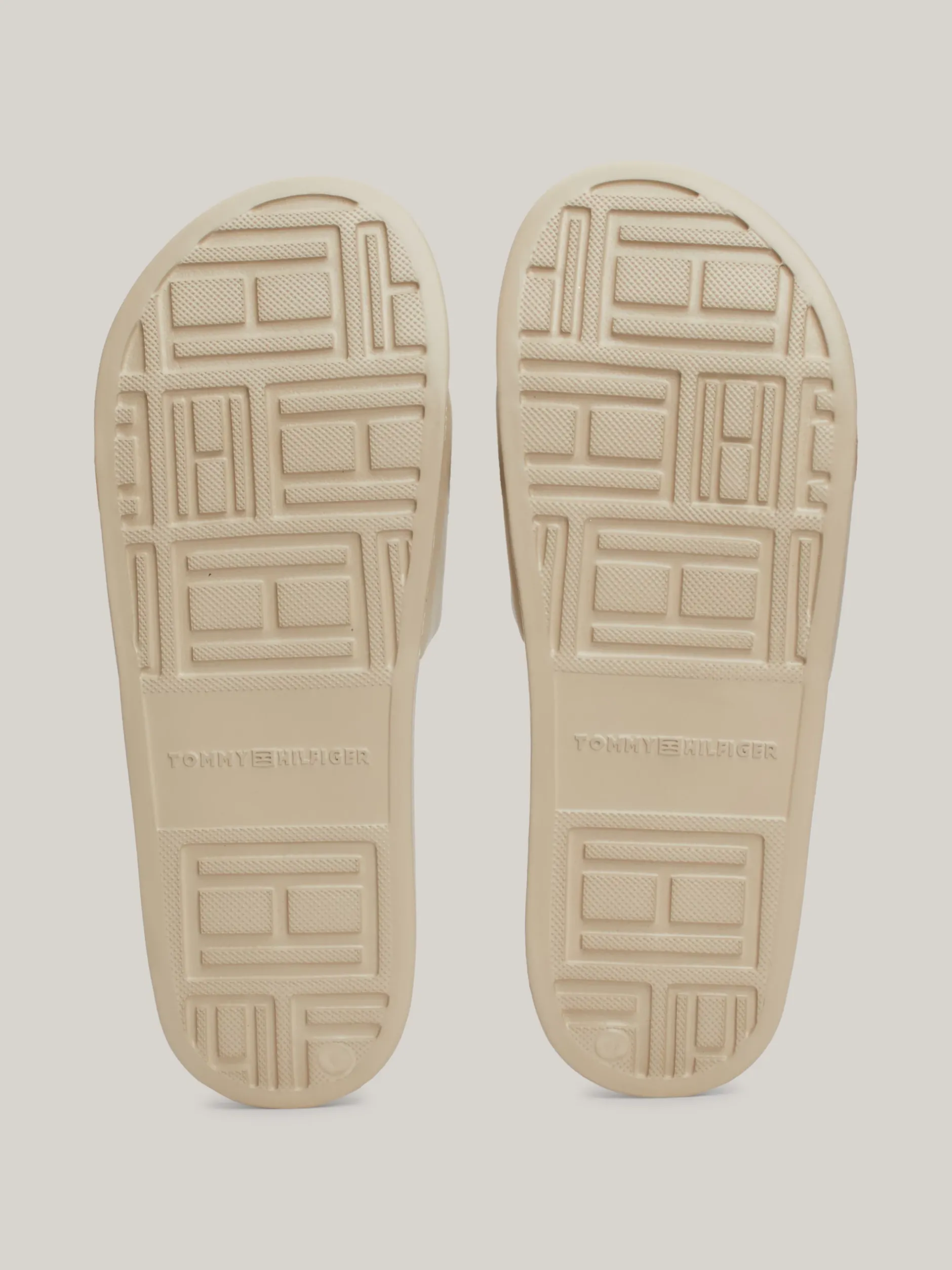 Sandały*Tommy Hilfiger Klapki Z Haftowanym Monogramem TH BEIGE
