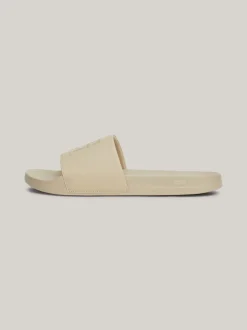 Sandały*Tommy Hilfiger Klapki Z Haftowanym Monogramem TH BEIGE