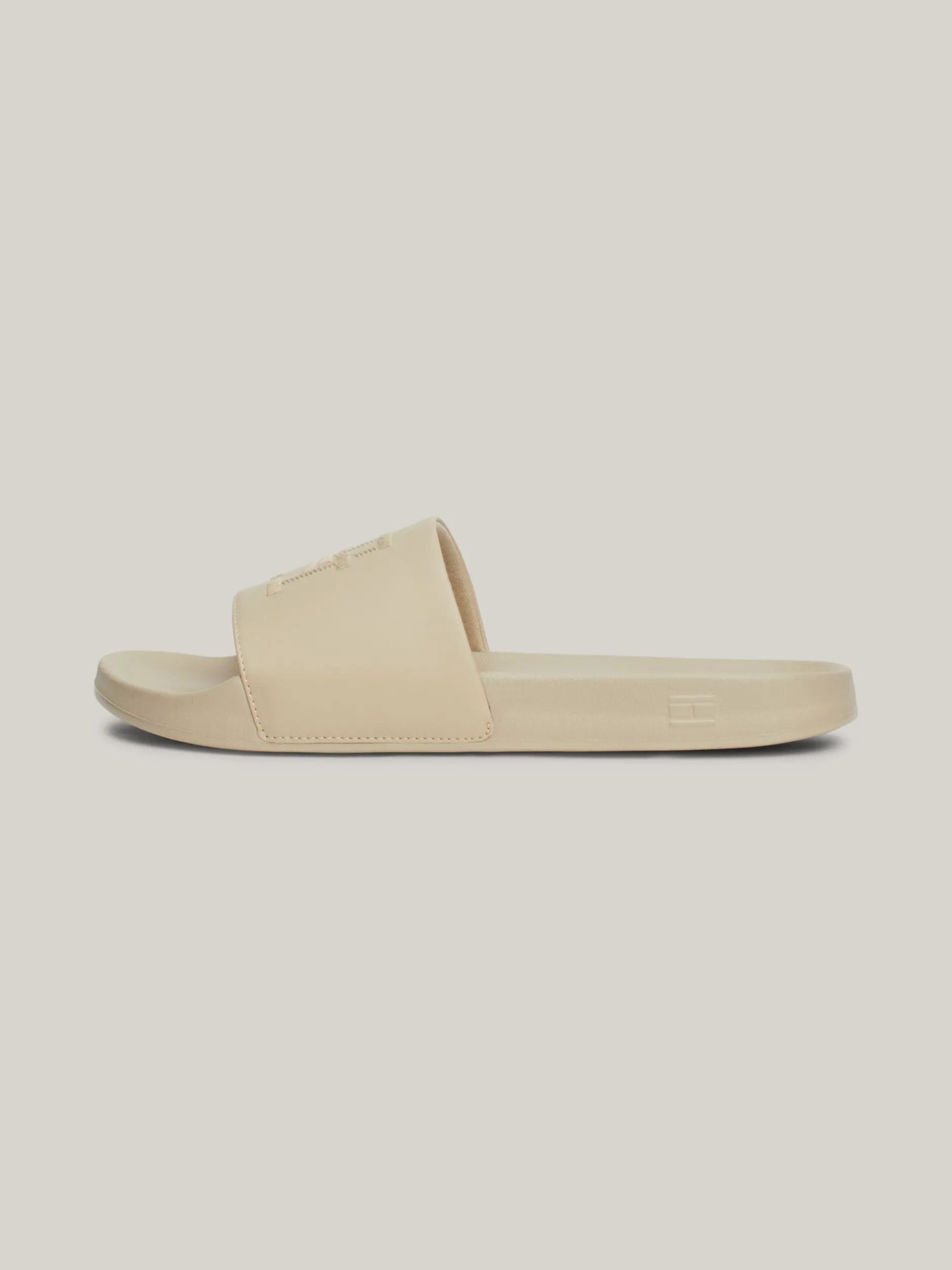Sandały*Tommy Hilfiger Klapki Z Haftowanym Monogramem TH BEIGE