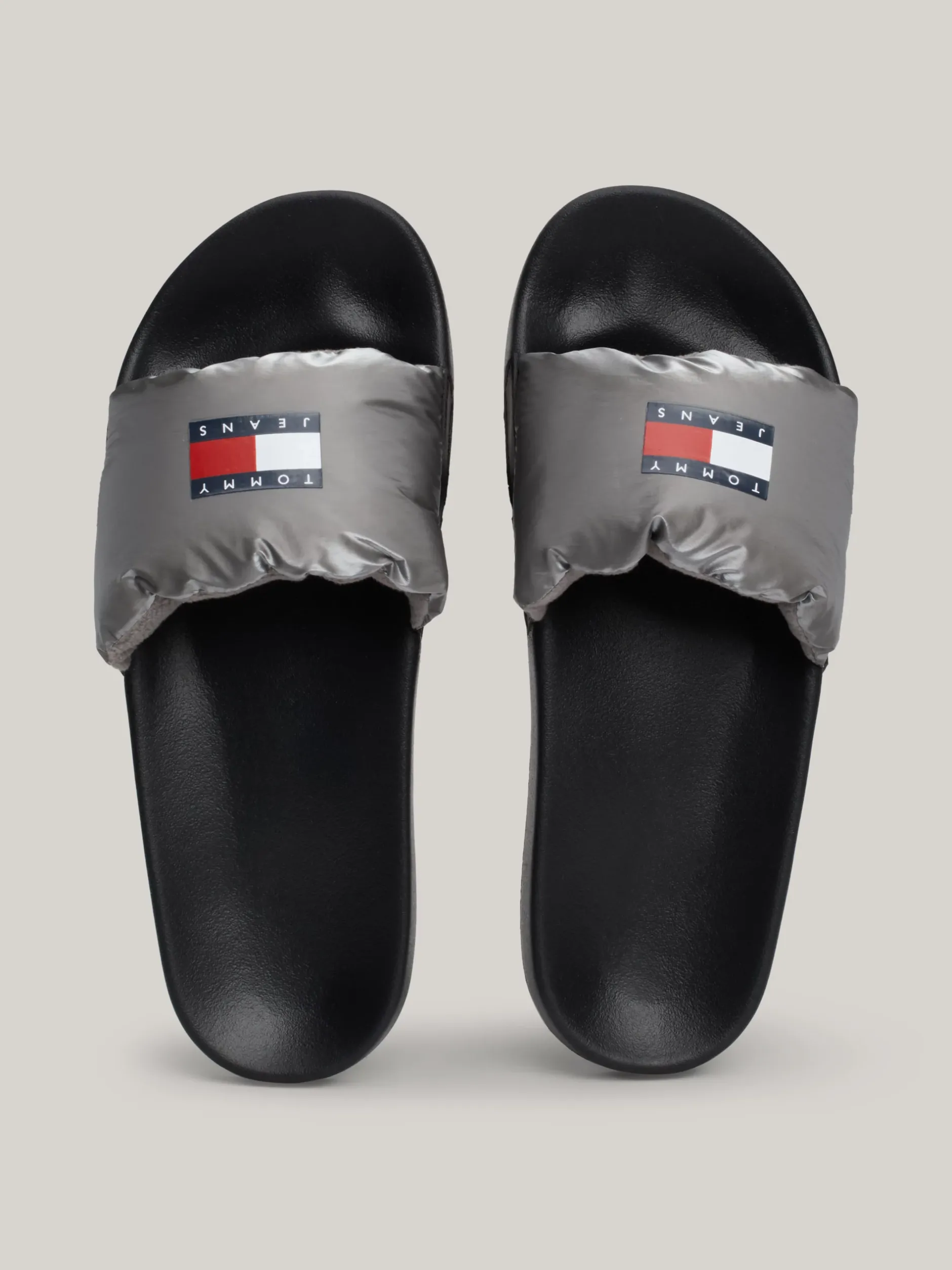 Sandały*Tommy Hilfiger Klapki Z Metalicznym Paskiem SILVER