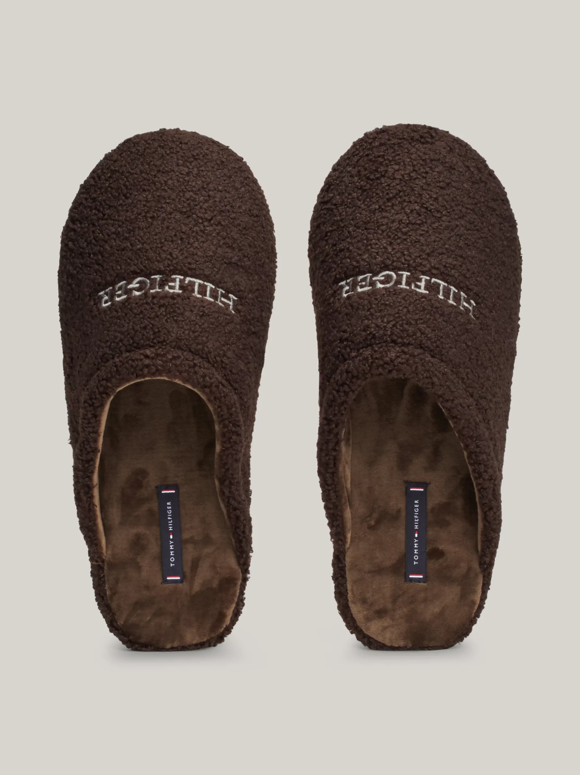 Buty Casual*Tommy Hilfiger Klapki Z Wyhaftowanym Logo DARK COFFEE