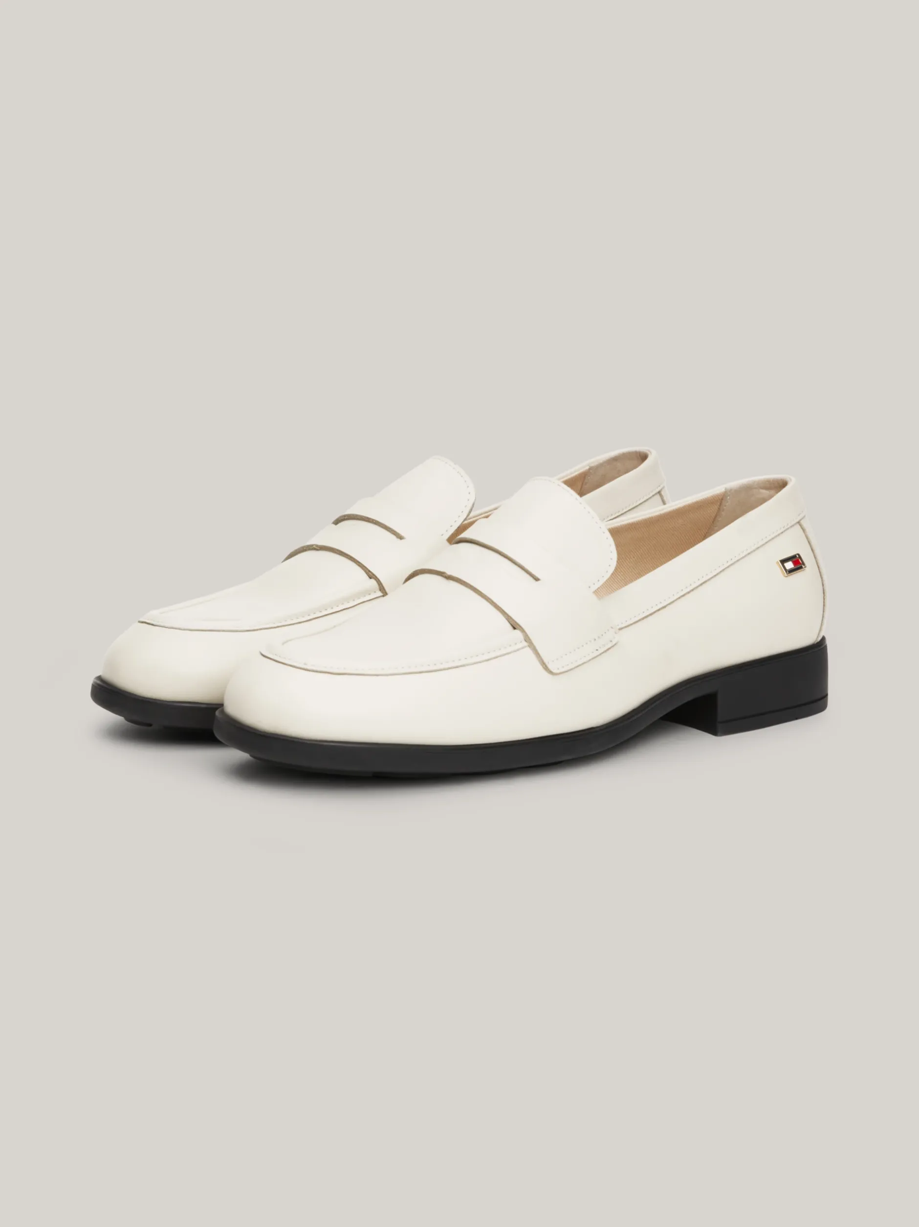Mokasyny & Loafers|Płaskie Buty*Tommy Hilfiger Klasyczne Skórzane Mokasyny Z Flagą CLASSIC BEIGE