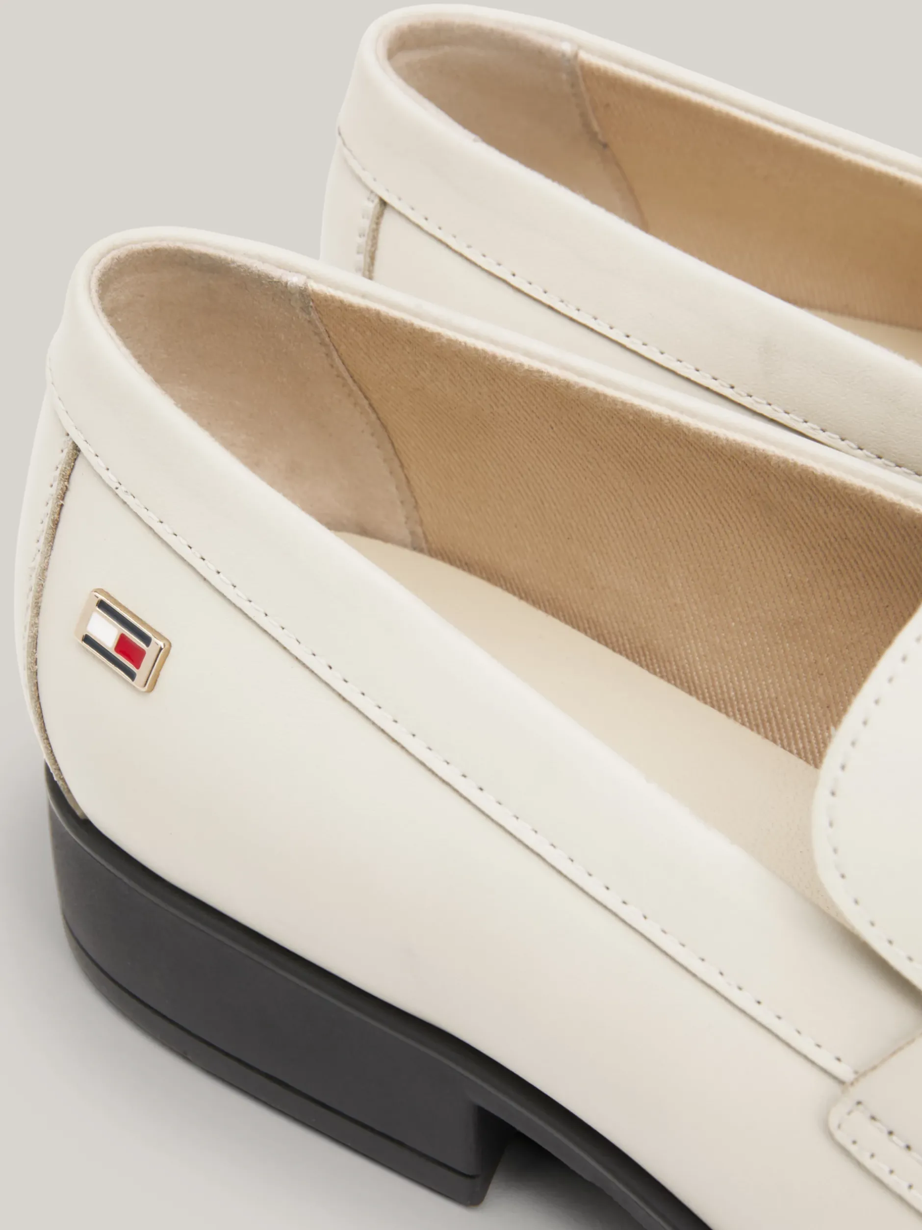 Mokasyny & Loafers|Płaskie Buty*Tommy Hilfiger Klasyczne Skórzane Mokasyny Z Flagą CLASSIC BEIGE