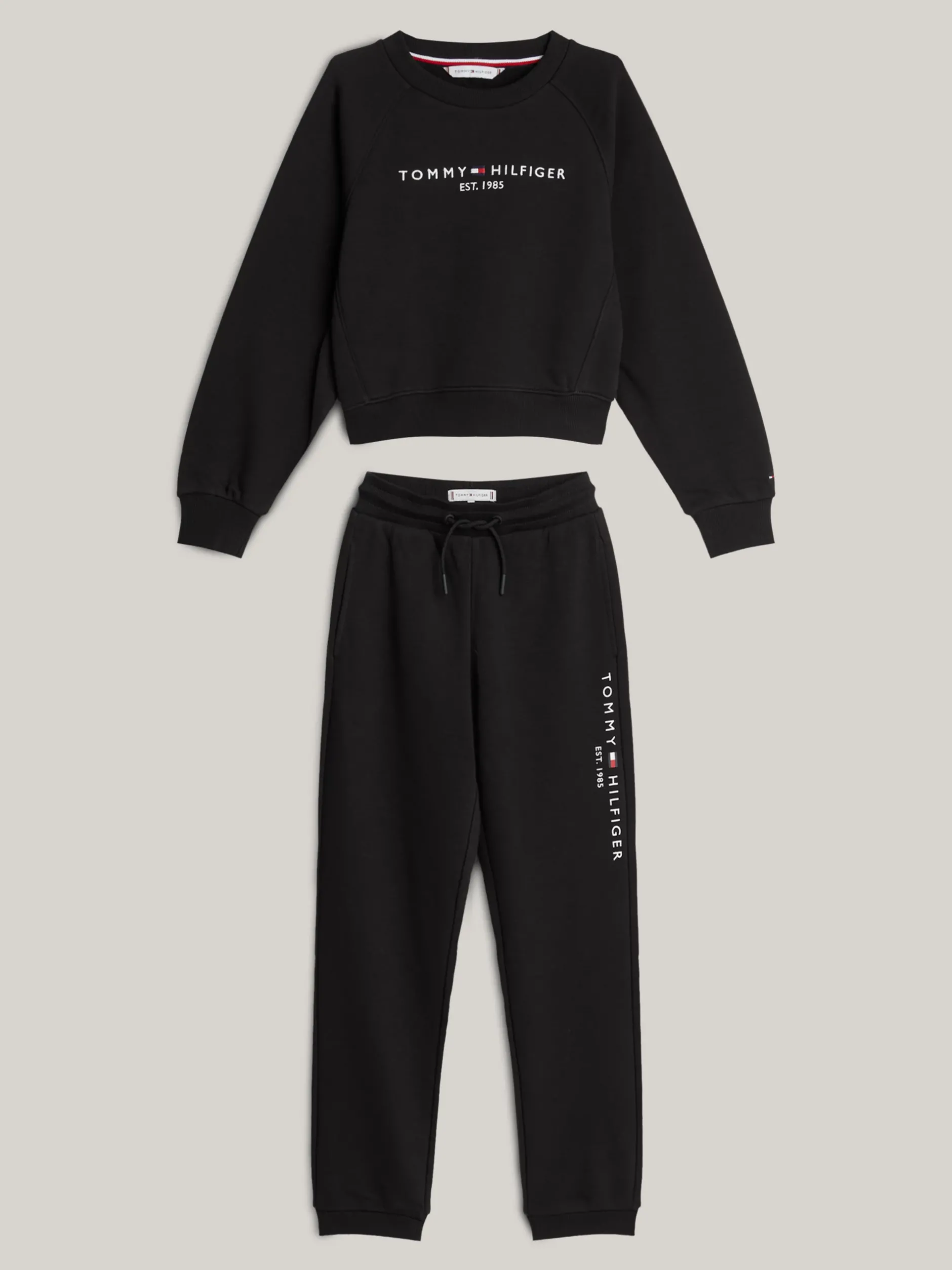 Bluzy Dresowe I Z Kapturem*Tommy Hilfiger Komplet Z Bluzą I Joggerami Z Logo BLACK