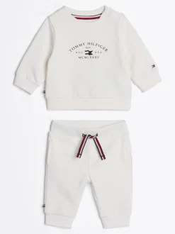 Dziewczynki|Chłopcy*Tommy Hilfiger Komplet Z Bluzą I Joggerami Z Logo ANCIENT WHITE