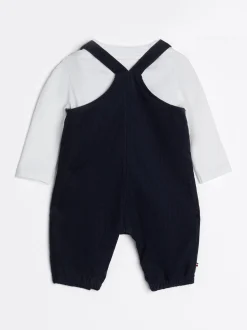 Dziewczynki|Chłopcy*Tommy Hilfiger Komplet Ze Sztruksowymi Ogrodniczkami DESERT SKY