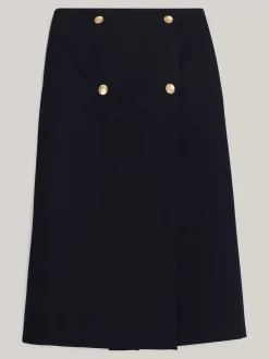 Spódnice*Tommy Hilfiger Kopertowa Spódnica Midi Z Czystej Wełny DESERT SKY