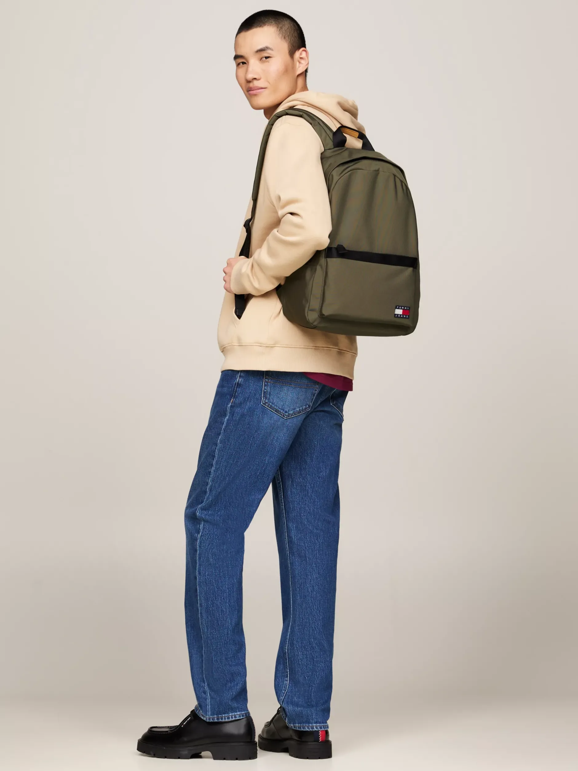 Plecaki*Tommy Hilfiger Kopułowy Plecak Z Naszywką Essential PEWTER GREEN