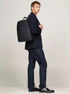 Plecaki*Tommy Hilfiger Kopułowy Skórzany Plecak TH Business BLACK