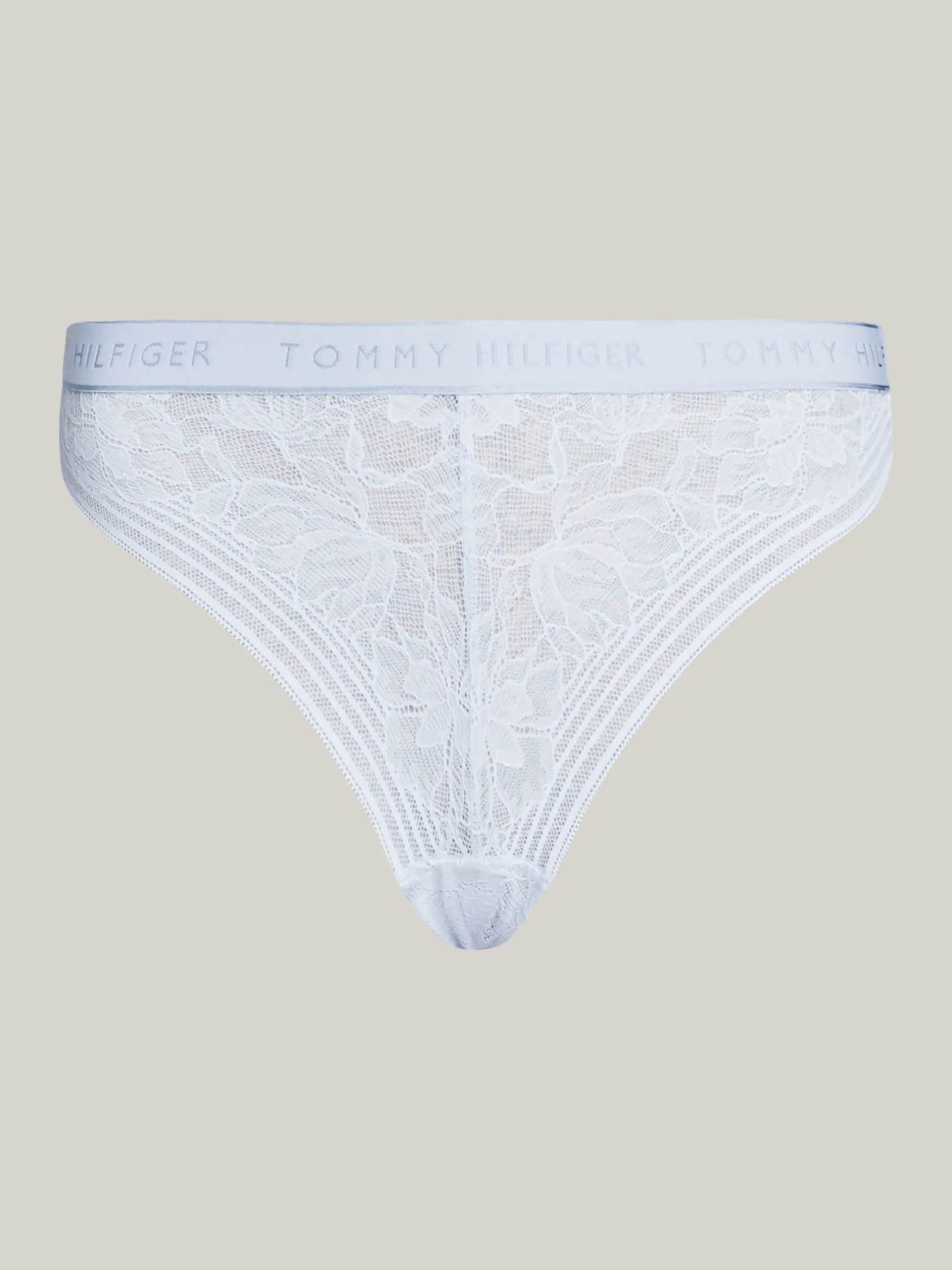 Figi|Bielizna*Tommy Hilfiger Koronkowe Thongi Z Logo TH Na Pasku BREEZY BLUE