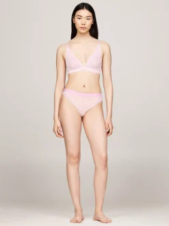 Figi|Bielizna*Tommy Hilfiger Koronkowe Thongi Z Logo TH Na Pasku PEARLY PINK