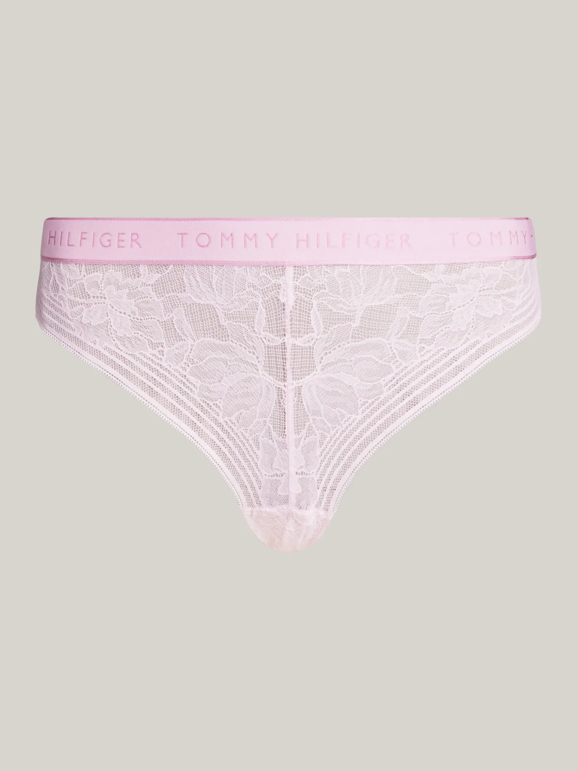 Figi|Bielizna*Tommy Hilfiger Koronkowe Thongi Z Logo TH Na Pasku PEARLY PINK