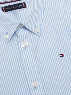 Koszule*Tommy Hilfiger Koszula Essential Flex W Delikatne Prążki COPENHAGEN BLUE / WHITE