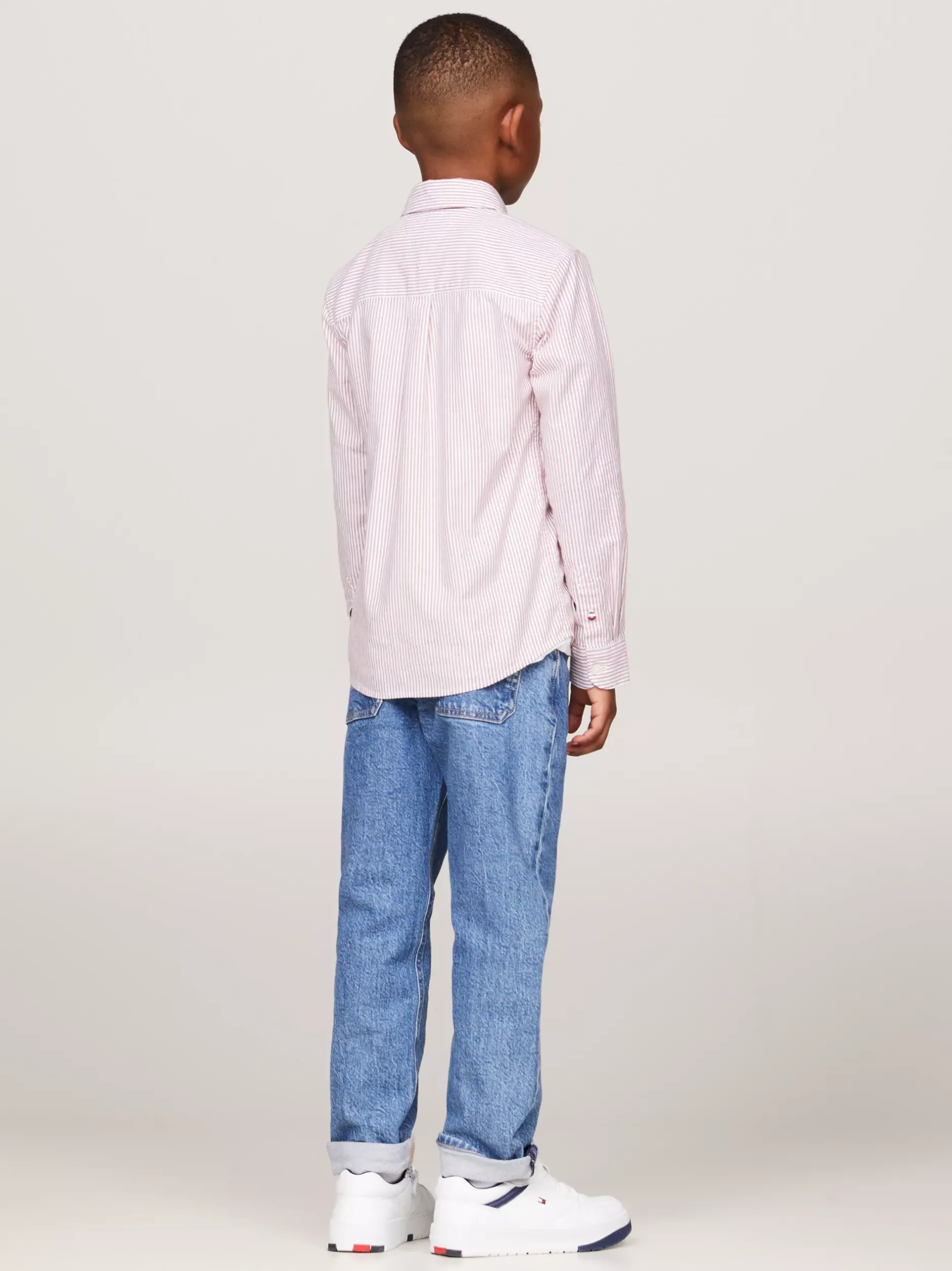 Koszule*Tommy Hilfiger Koszula Essential Flex W Delikatne Prążki DARK MAGMA/ WHITE