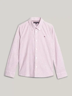 Koszule*Tommy Hilfiger Koszula Essential Flex W Delikatne Prążki DARK MAGMA/ WHITE