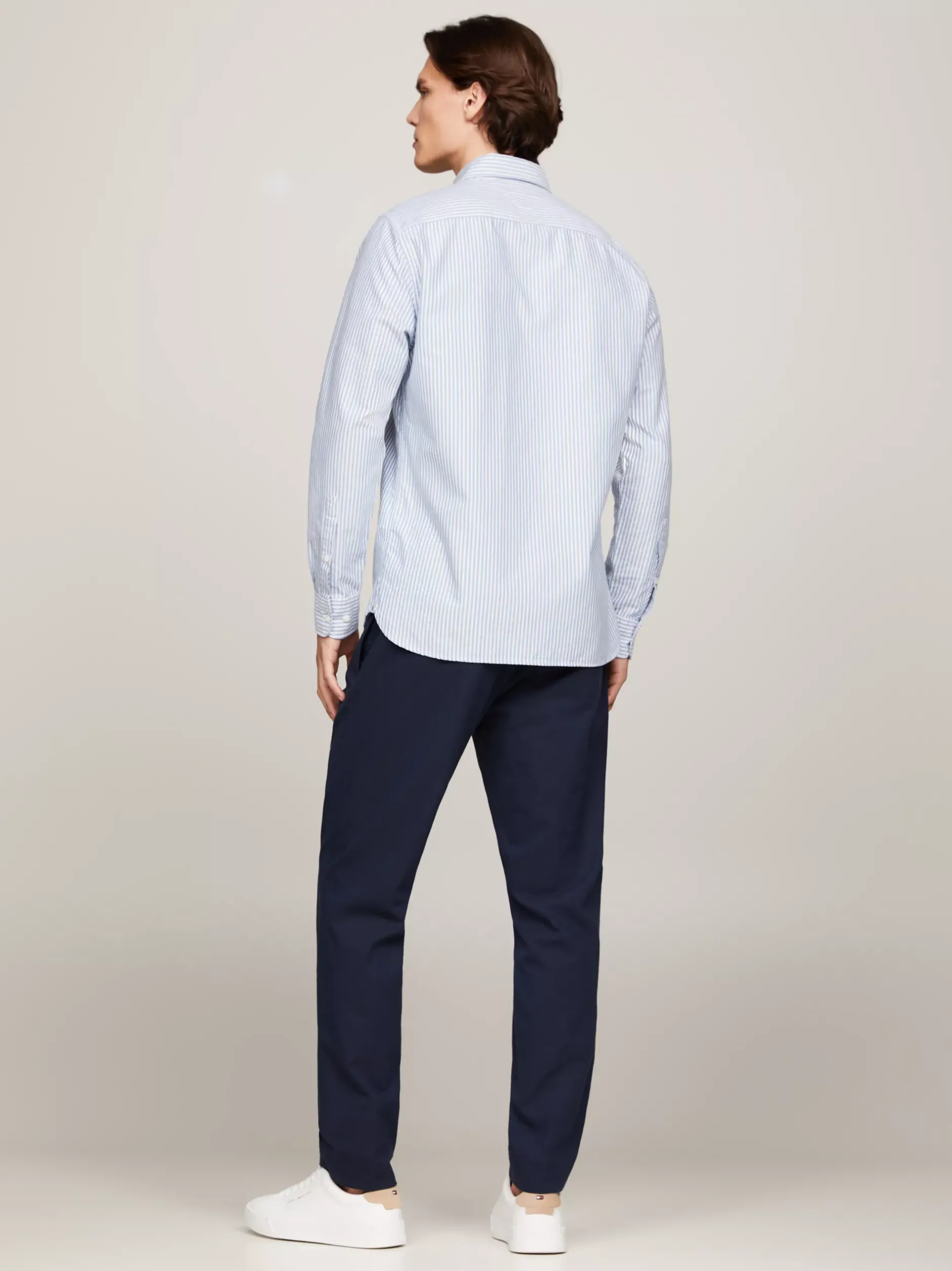 Koszule*Tommy Hilfiger Koszula Heritage Z Bawełny Oxford W Paski SHIRT BLUE / WHITE