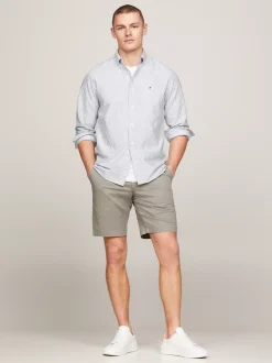 Koszule*Tommy Hilfiger Koszula Heritage Z Bawełny Oxford W Paski ORNAMENTAL GREEN / OPTIC WHITE
