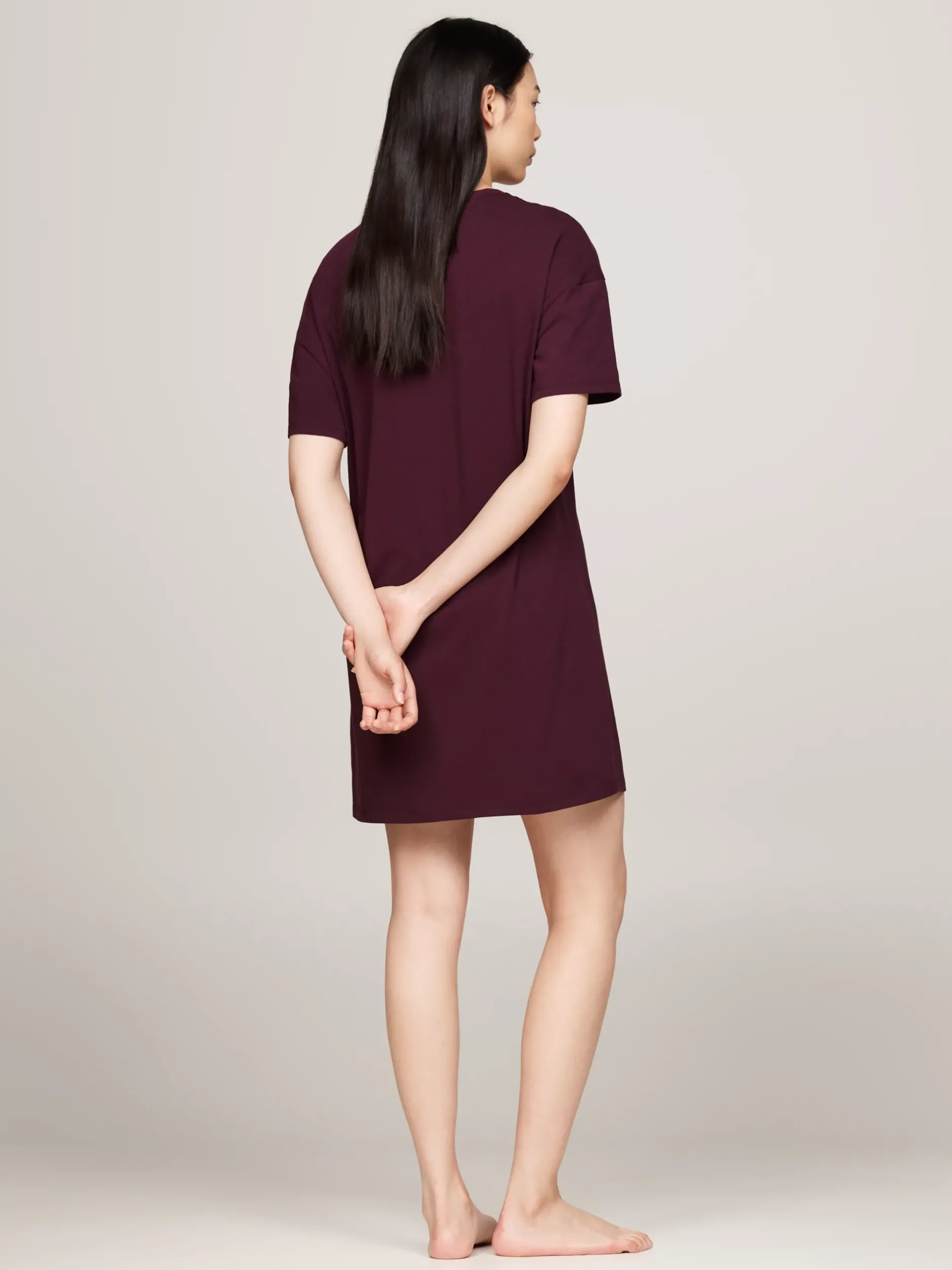Piżamy & Odziez Nocna|Stroje Domowe*Tommy Hilfiger Koszula Nocna TH Heritage Z Logo DEEP BURGUNDY
