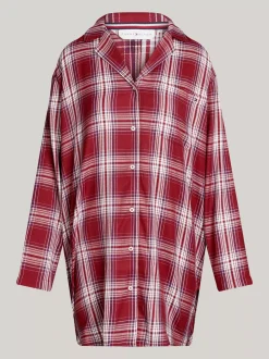 Piżamy & Odziez Nocna|Stroje Domowe*Tommy Hilfiger Koszula Nocna TH Original PLAID CHECK DEEP ROUGE