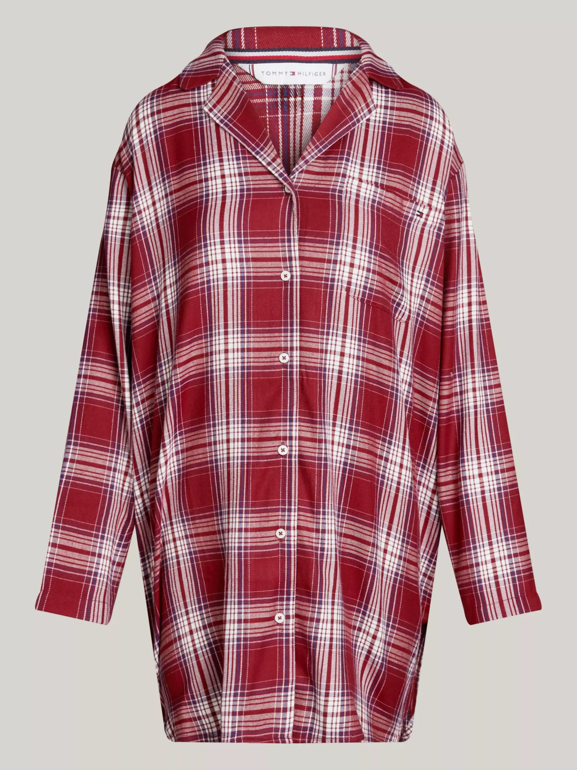 Piżamy & Odziez Nocna|Stroje Domowe*Tommy Hilfiger Koszula Nocna TH Original PLAID CHECK DEEP ROUGE