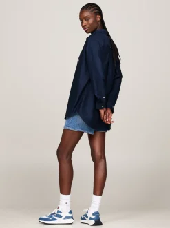 Koszule & Bluzki*Tommy Hilfiger Koszula O Kroju Boyfriend Z Naszywką DARK NIGHT NAVY