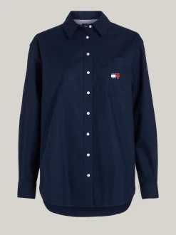 Koszule & Bluzki*Tommy Hilfiger Koszula O Kroju Boyfriend Z Naszywką DARK NIGHT NAVY