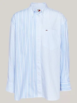 Koszule & Bluzki*Tommy Hilfiger Koszula O Kroju Oversize W Paski VESSEL BLUE / MULTI