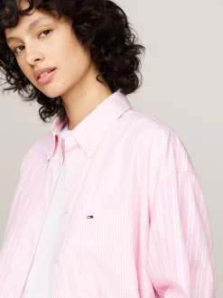 Koszule & Bluzki*Tommy Hilfiger Koszula O Kroju Oversize W Paski BALLET PINK / MULTI