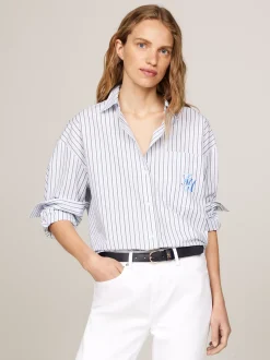 Koszule & Bluzki*Tommy Hilfiger Koszula O Kroju Oversize W Paski CLASSIC SHIRTING STP/ VESSEL BLUE