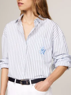 Koszule & Bluzki*Tommy Hilfiger Koszula O Kroju Oversize W Paski CLASSIC SHIRTING STP/ VESSEL BLUE
