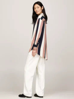 T-Shirty*Tommy Hilfiger Koszula O Kroju Oversize Z Metalową Flagą LADDER GLOBAL STP/ COUNTRY IVORY