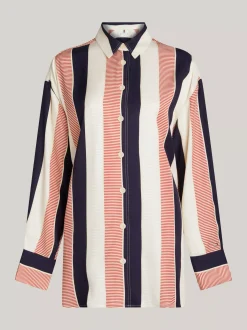 T-Shirty*Tommy Hilfiger Koszula O Kroju Oversize Z Metalową Flagą LADDER GLOBAL STP/ COUNTRY IVORY